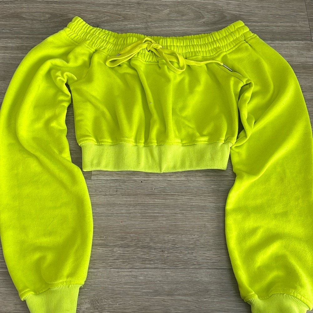 Lime green cropped shirt